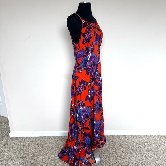 Free People Floral Maxi Dress Spaghetti Strap Backless Long Swing Dress Size 6 - Picture 6 of 12